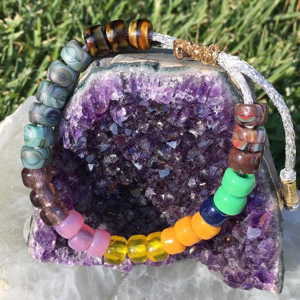 Big glass pony bead bracelet - designer inspired